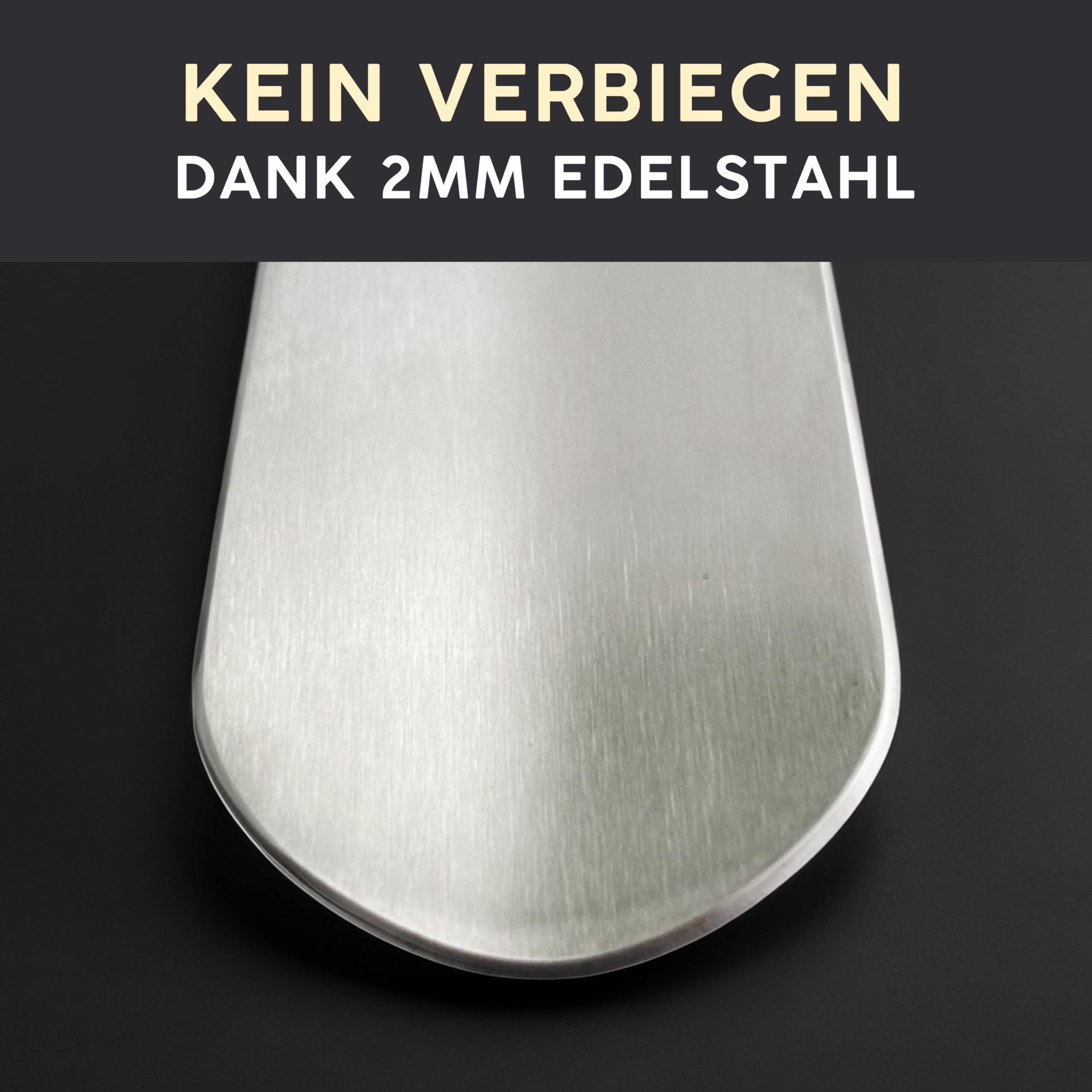 Walking Line® Premium łyżka do butów, długość 44 cm, bardzo stabilna, ze szczotkowanej stali nierdzewnej, długa, metalowa łyżka, długa łyżeczka do butów, długa metalowa łyżka do butów, długa łyżka do