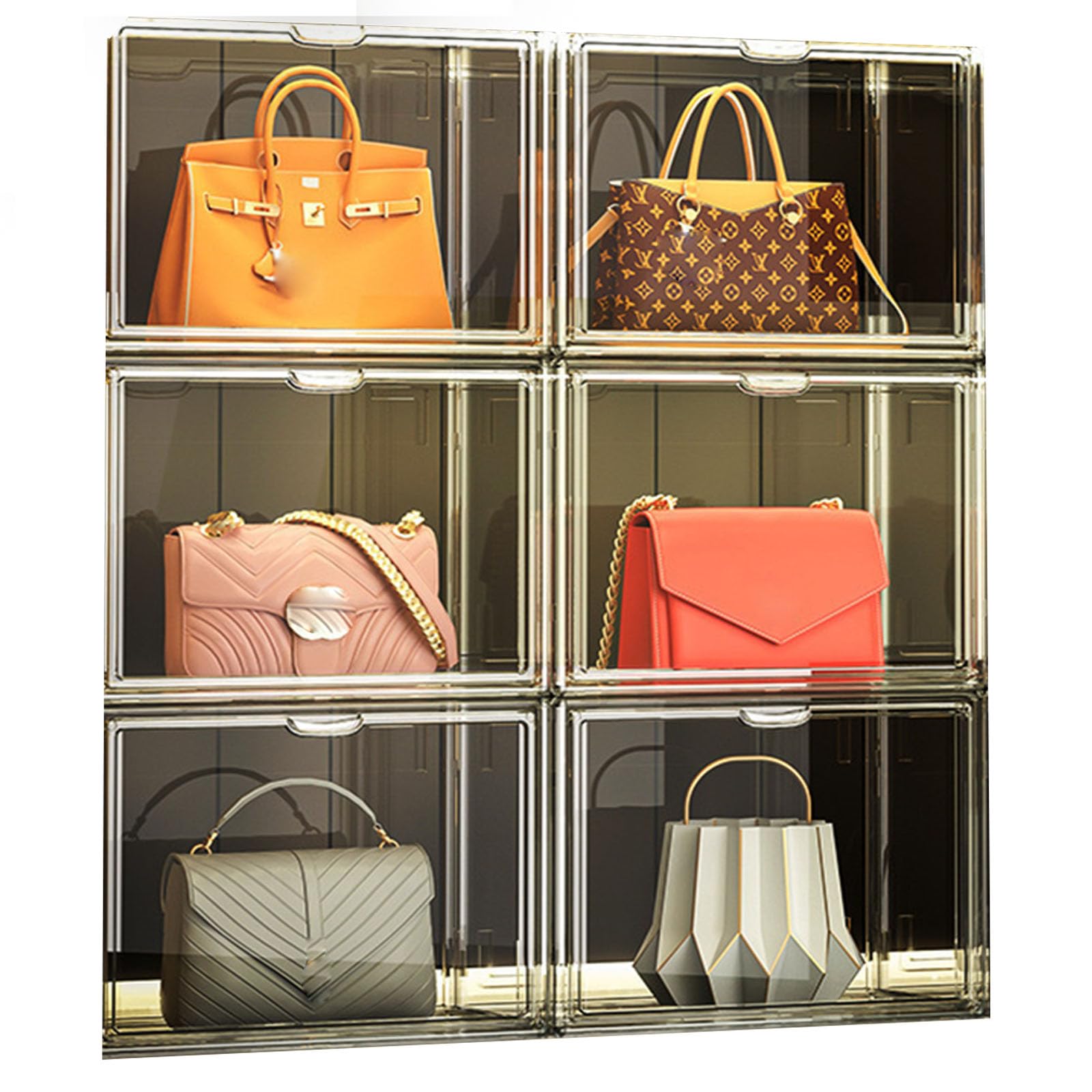 Scatola di plastica acrilica, Trasparente impilabile con porta magnetica, Per i giocattoli, Collezione, Cosmetici, Scarpe, Libri (3)