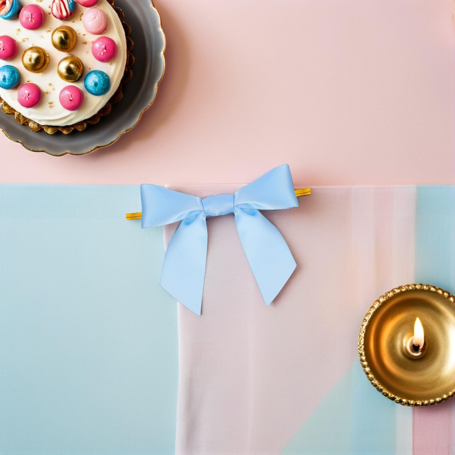 Holibanna 100 Fiocchi Nastro Pre-Annodati Azzurri per Sacchetti Regalo Decorazioni Fai da Te e Bomboniere Confezione All’Ingrosso per Feste Compleanni e Imballaggi Veloci