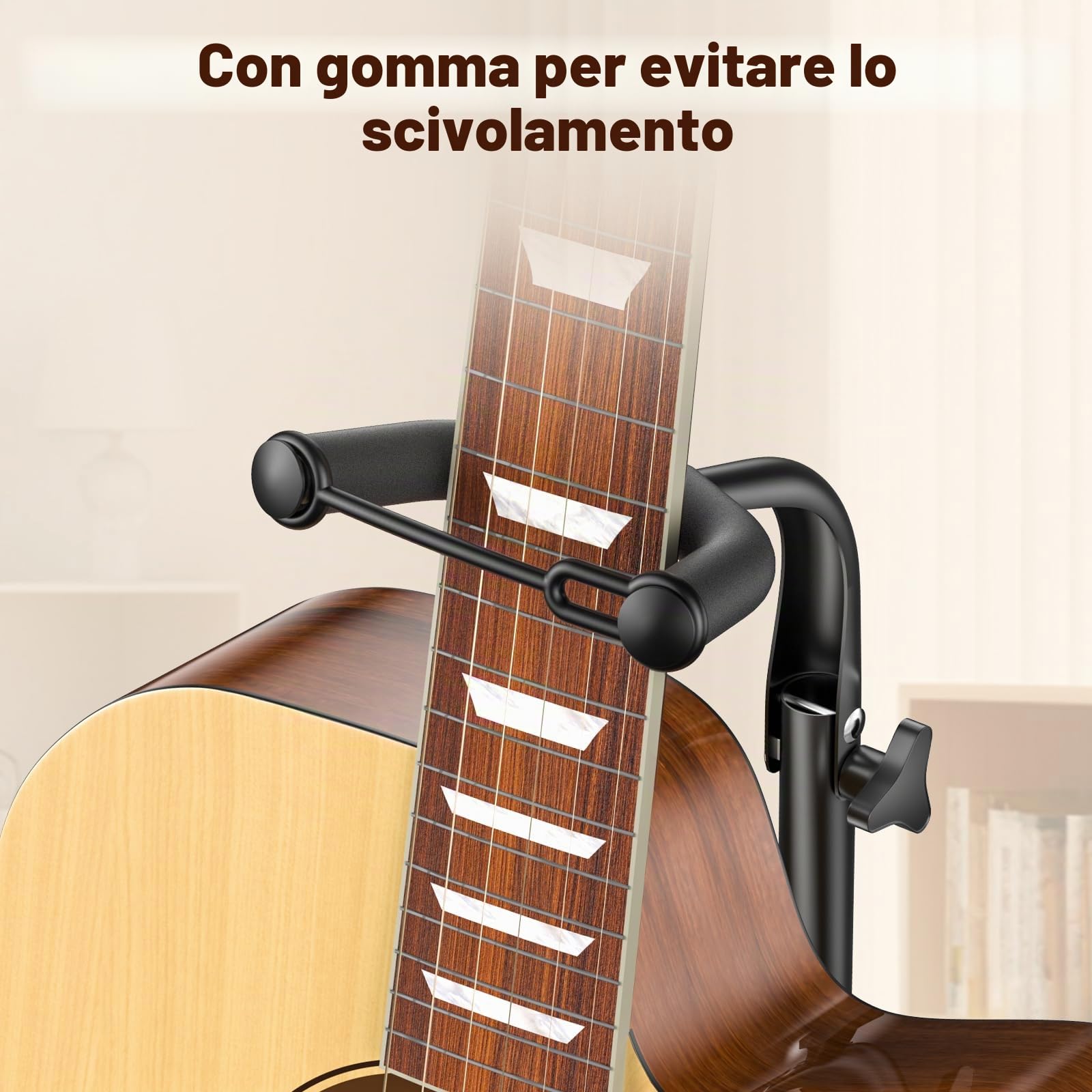 New Bee Porta Chitarra da Terra Pieghevole Regolabile Supporto Chitarra 80-93CM Stand Shitarra con Chitarra Elettrica, Chitarra Acustica, Basso, Liuto, Ukulele (1 Pezzi)