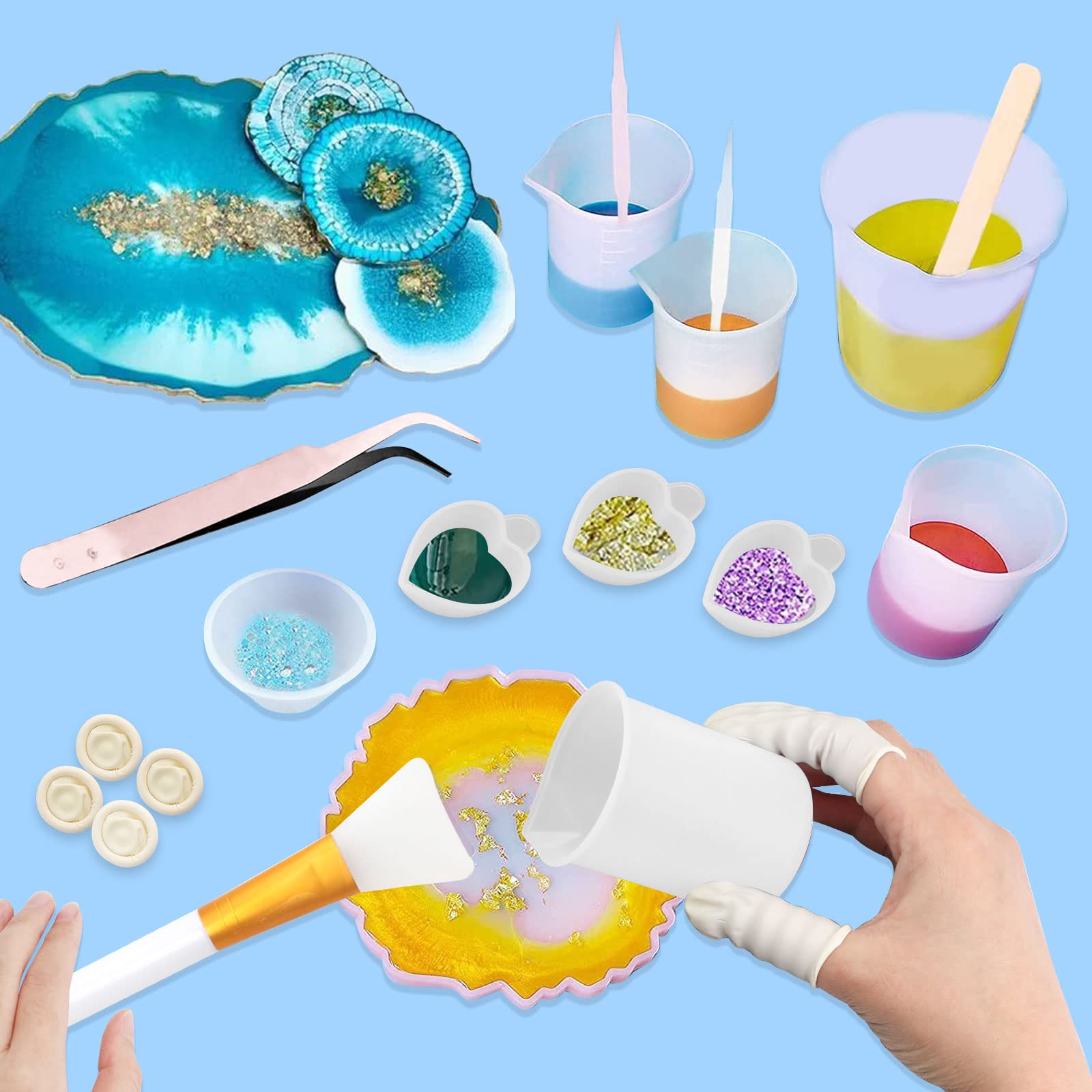 Set 44 Pezzi Per Resina E Artigianato - Bicchieri Silicone, Misurini, Contagocce, Guanti E Accessori - Foto 13