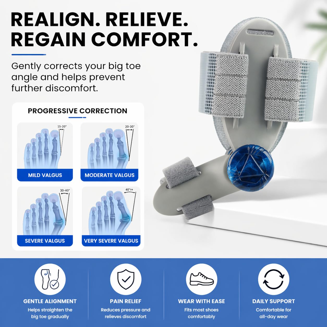 Bunifix Bunion Fix-Non-Surgical Relief for Bunion Pain-New & Improved 2026 Model (White)