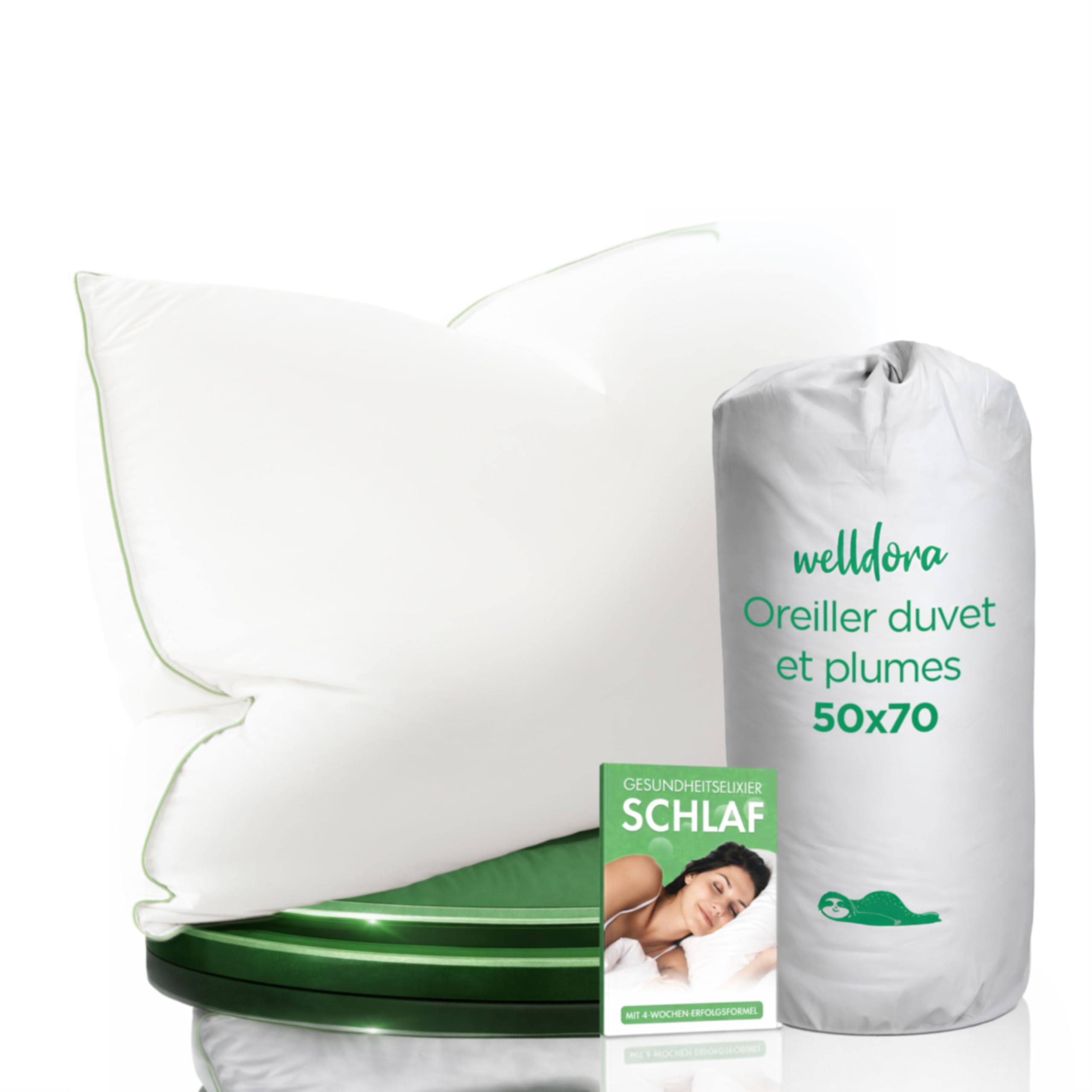 Oreiller plumes et duvet Welldora 50x70, confort hôtelier haut de gamme