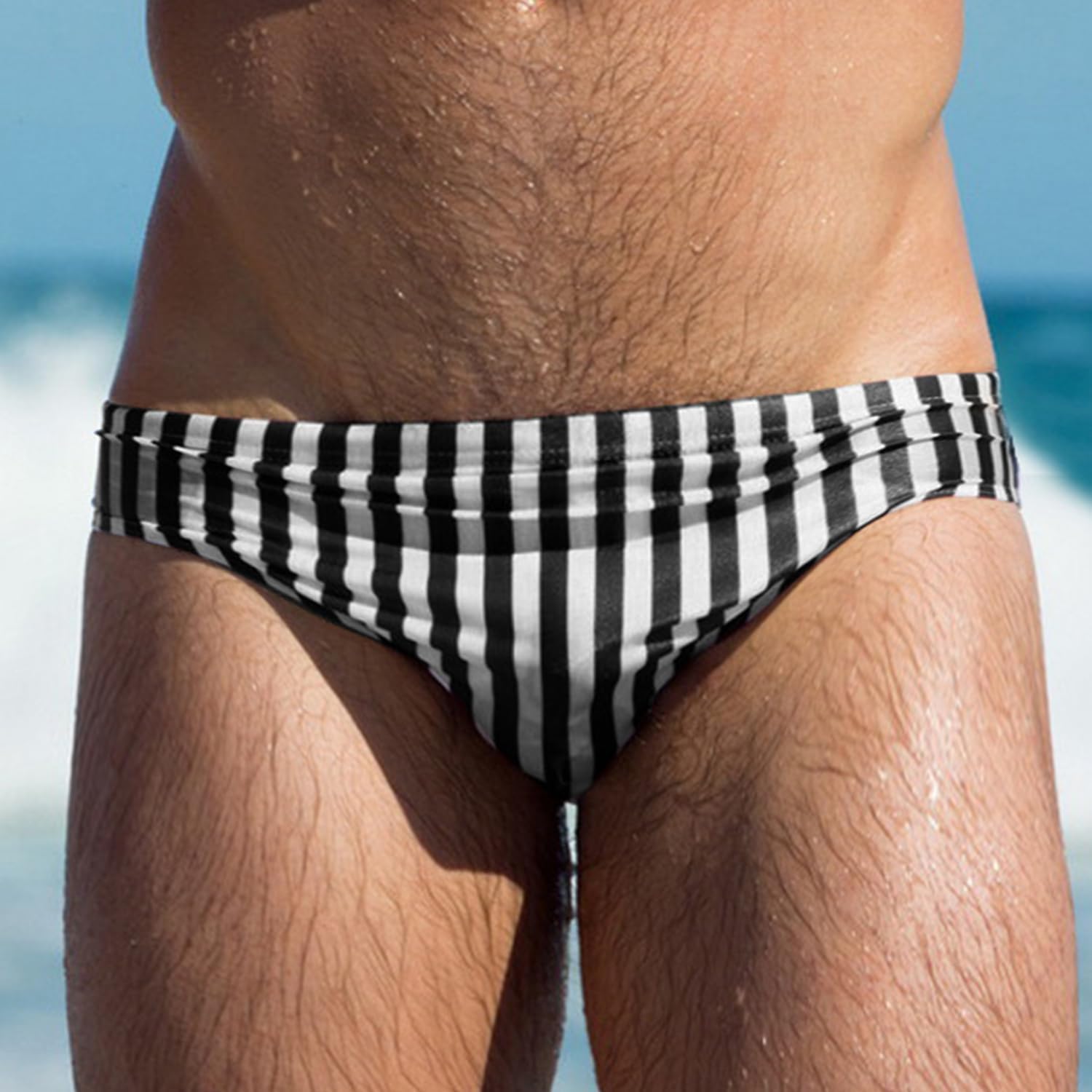 AIMPACT Mens Stripe Swim Briefs Retro Swimwear Sexy Bikini Swimsuit Print Bathing Suit - Image 3