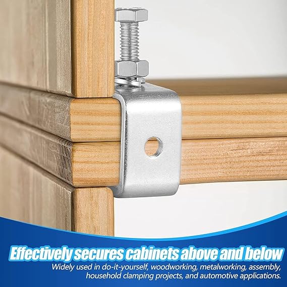 6 Pieces 1 Inch 25mm Stainless Steel C-Clamps Beam Clamp with M8 Ring,I-Beam U-Clamps Design