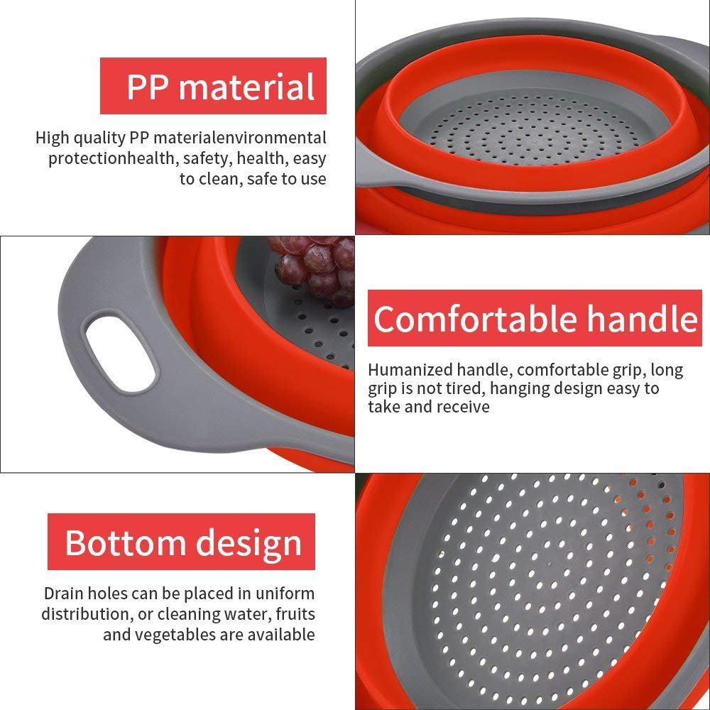 Scolapasta in Silicone Pieghevole, Cucina Pieghevole sopra Il Lavandino del Silicone Colander/Setacci, Rispettoso Dell'ambiente Non Tossico Facile da Pulire, Lavabili in Lavastoviglie