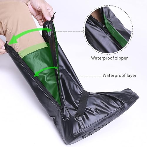 Miniatura 10 de DJZSSXLW - Fundas impermeables para zapatos de lluvia y nieve, botas de motocicleta para mujeres y hombres, color negro (XL)