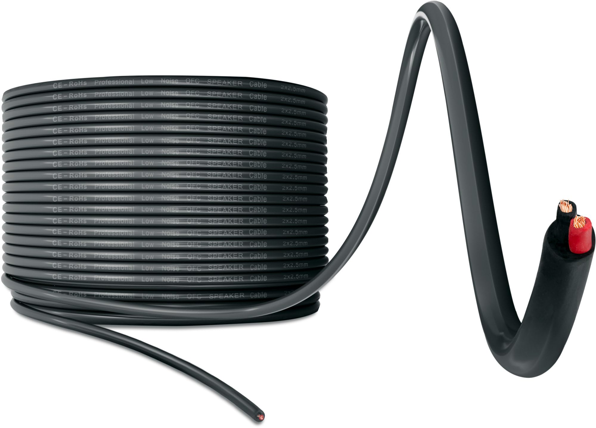 Pronomic BOXOE-50 Lautsprecherkabel 2x 2,5 mm² - Professionelles, 2-adriges Boxenkabel für DJ & PA - Aderquerschnitt: 2x 2,5 mm² - Länge: 50 m - Schwarz