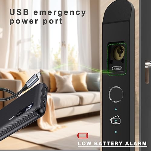 Miniatura 5 de Cerradura inteligente para puertas correderas y ventanas, entrada sin llave 4 en 1 con huella digital, tarjeta, llave mecánica y control de