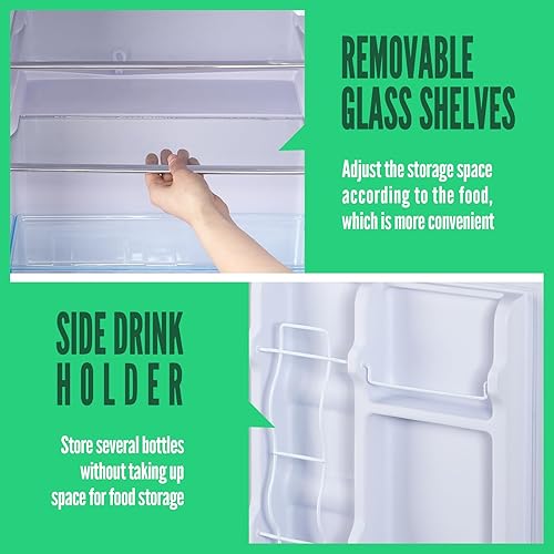 Miniatura 7 de WANAI Mini refrigerador con congelador, pequeño refrigerador de doble puerta congelador en la parte superior, refrigerador negro con 7 termostatos