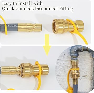 25 FeeT 1/2 inch Natural Gas Hose with Quick Connect Fittings, Natural Gas Hose fit for BBQs Grills, Pizza Ovens, Patio Heater and More NG/Propane Appliance