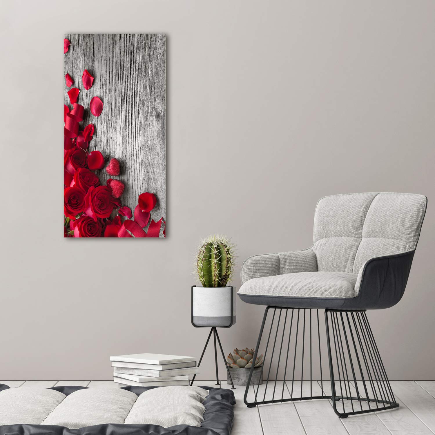 Tulup Impression sur Verre de 50x100 cm Image Tableau Photo décorative panoramique pour la Cuisine et Le Salon - Nourriture et Boissons - Roses Rouges - Rouge