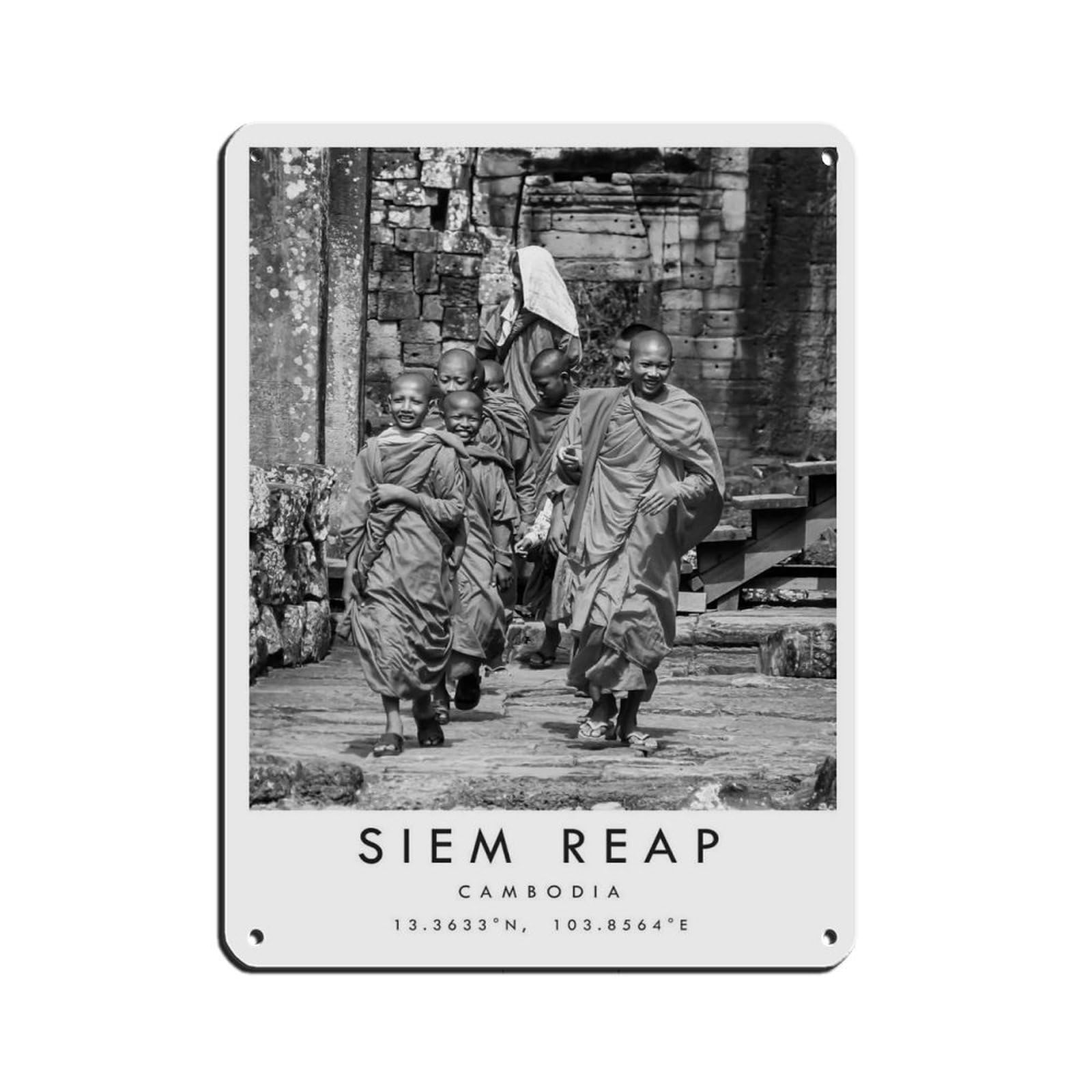 Siem Reap Travel, Cambodia Poster Retro Poster Metal Tin Sign Chic Art Retro Iron Painting Bar People Cave Cafe Family Garage Poster Wall Decoration 12x16inch(30x40cm)
