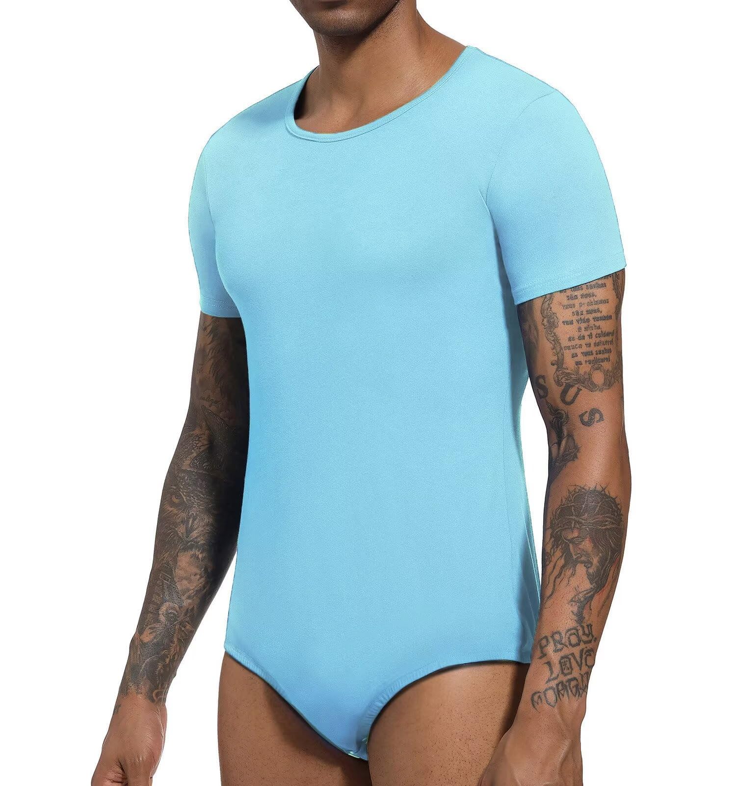 Landofgenie Combinaison à Manches Courtes Homme Pyjama Combinaison