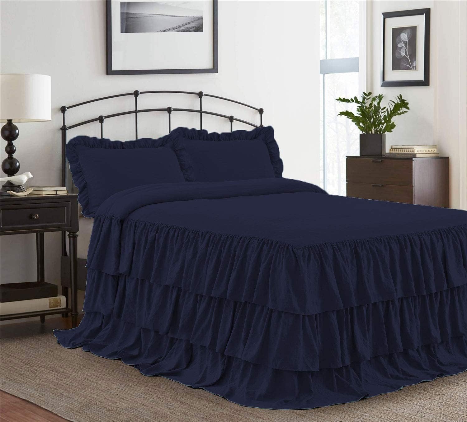 2 Piece Multi Ruffle Skirt Bedspread Set Twin XL 30
