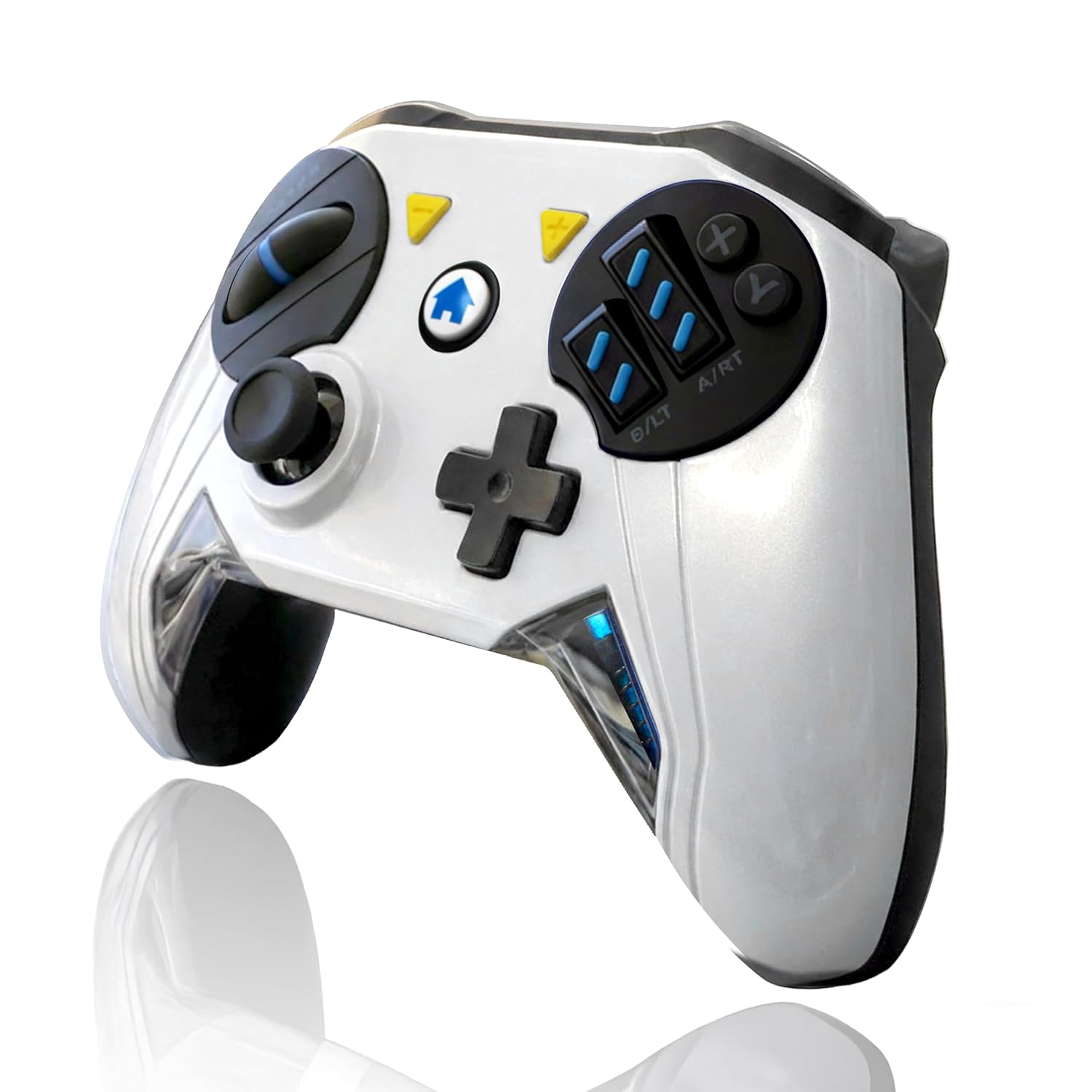 GHOST GEAR Wireless Racing Controller for Nintendo Switch 2 & Switch & PC (Windows 10+), Dual Pressurized Pedals, Precision Rotational Steering Wheel, Custom Button Mapping, Interchangeable Magnetic Faceplates (Black/White)