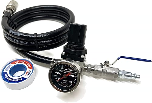 Miniatura 3 de Shop Kit de probador de fugas de 2" a 4" y manguera de látigo de extensión de 5 pies con regulador de 150 PSI y válvula de cierre