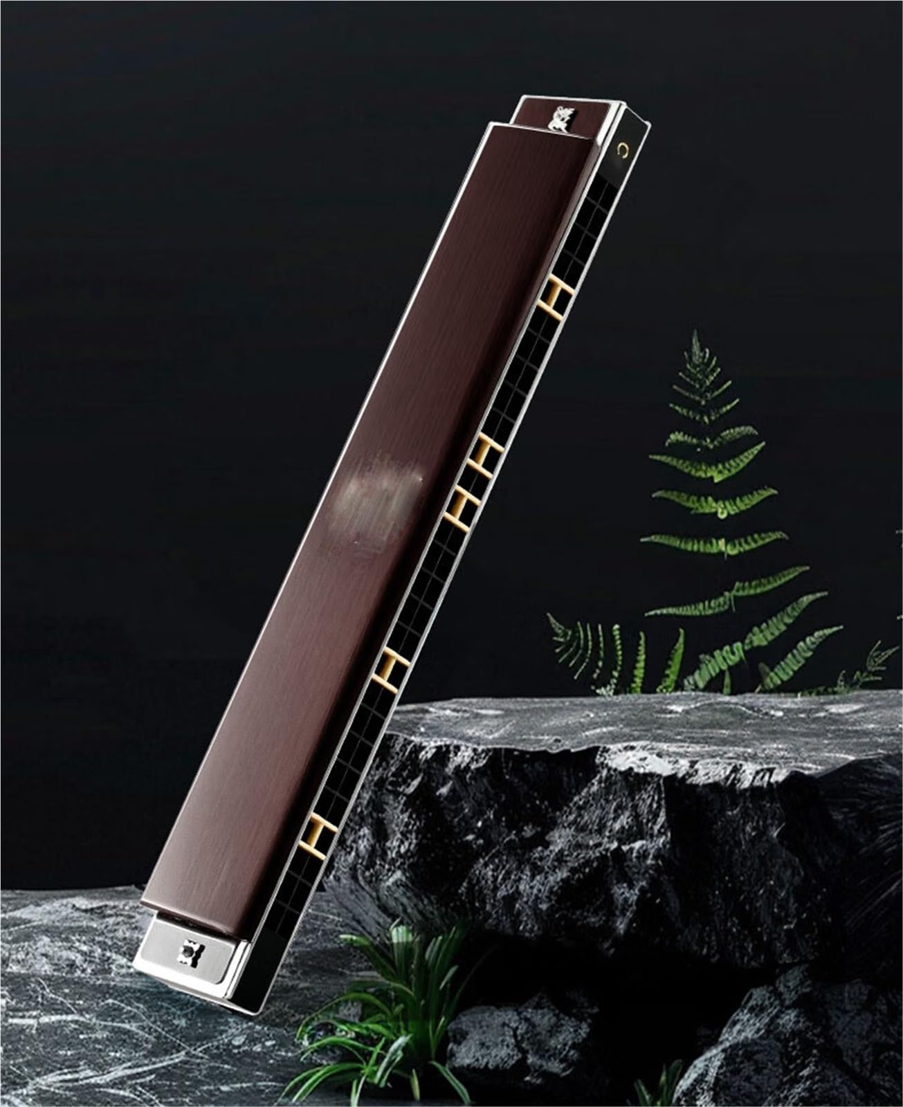 Beginner Harmonica Harmonica En Do Majeur À 28 Trous Tessiture Étendue Avec Couvercle Bronze Brossé