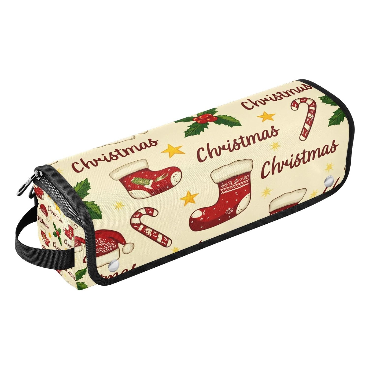 Christmas Elements Hair Tools Travel Bag Portable Hair Accessory Organizer with Heat Resistant Mat 2 in 1 Curling