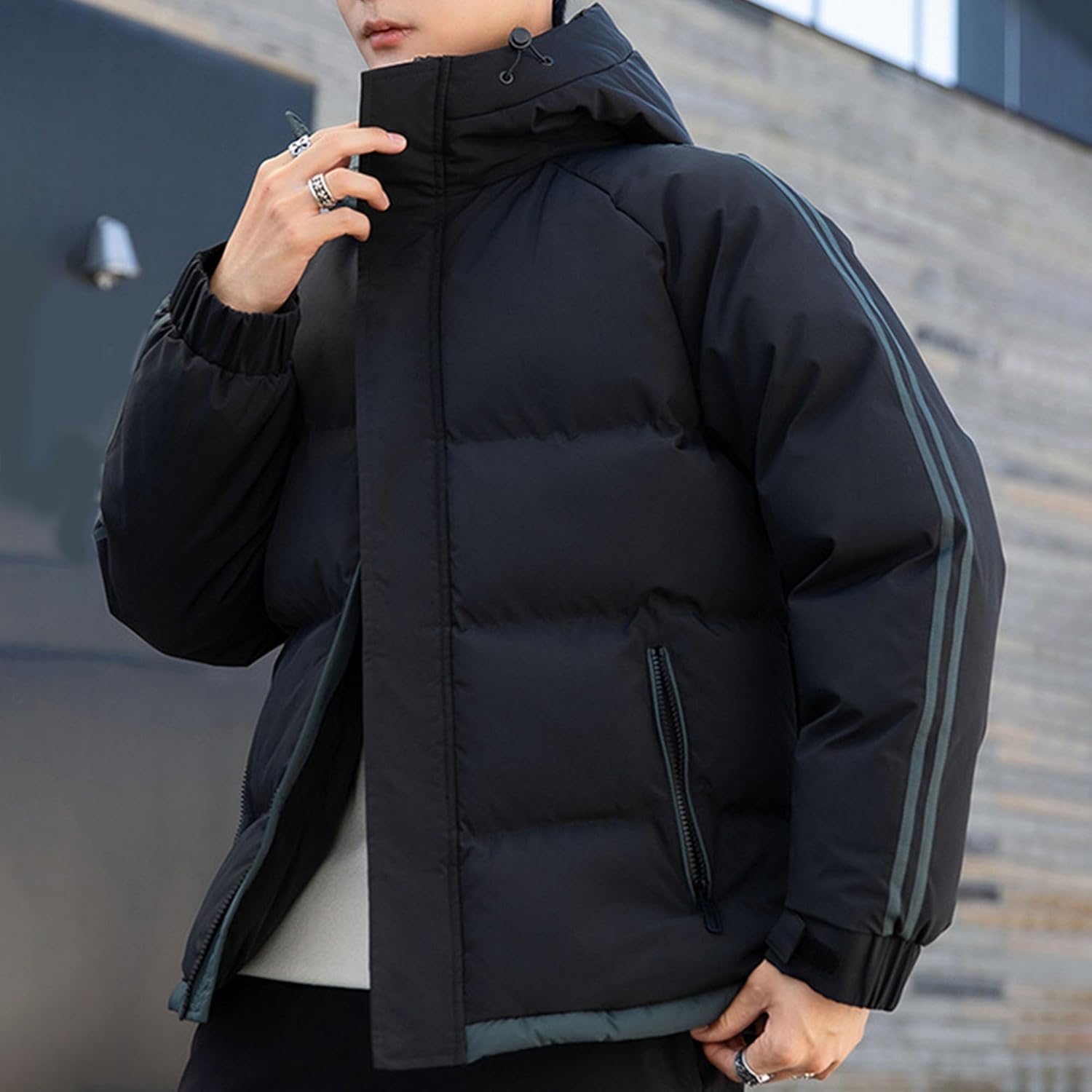 Men's Puffer Jacket Waterproof Winter Parka jacket Warm Thicken Ski Insulated Windproof Puffer Coat with Hood