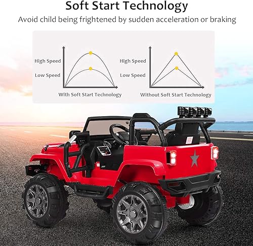 Miniatura 4 de Camión eléctrico de 12 V, automóvil de 12 V con control remoto parental de 2.4 GHZ, puerta doble con bloqueo magnético, cinturón de seguridad,