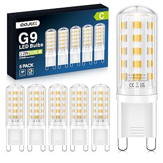 G9 LED Warmweiß 3.2W, 520LM Energieeffizienzklasse C LED Leuchtmittel Ersatz für 40W-50W Halogenlampe, 2700K G9 Glühbirne Kein Flackern, Nicht Dimmbar, Enegiesparende Kleine Birne 5er Pack - Amazon product rated Grade B
