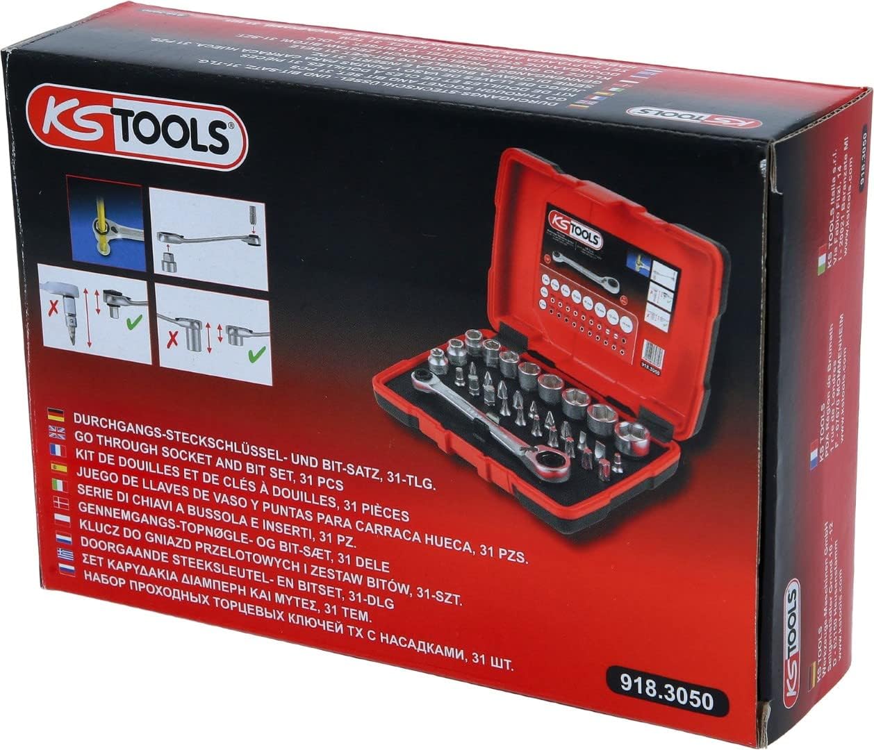 SK Hand Tool 1/4" + 11 Mm Go Through Socket and Bit Set, 31 Pcs