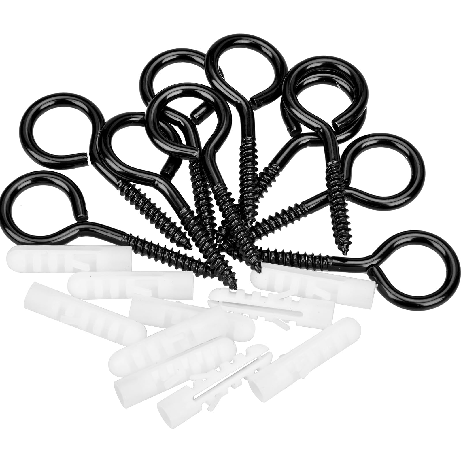 10 sztuk śrub oczkowych ze stali nierdzewnej M6 x 80 mm, oczka śrubowe Heavy Duty, duże śruby pierścieniowe, haki oczkowe, haki śrubowe do hamaków, markiz, krzeseł bujanych, kabli stałych