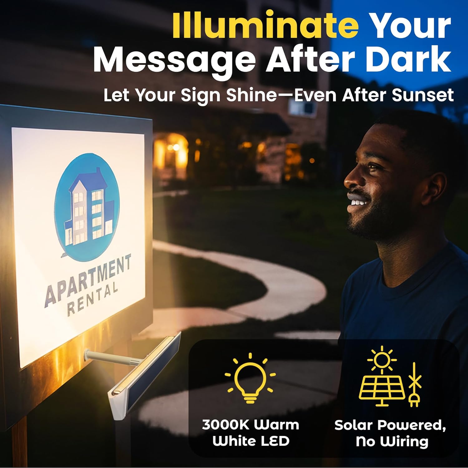 Brighticonic Solar Sign Lights Outdoor White – LED Solar Sign Light for House Numbers & Real Estate Signs – 13" Warm White Floodlight, IP65 Waterproof, Dusk to Dawn Solar Mailbox Light - Image 4