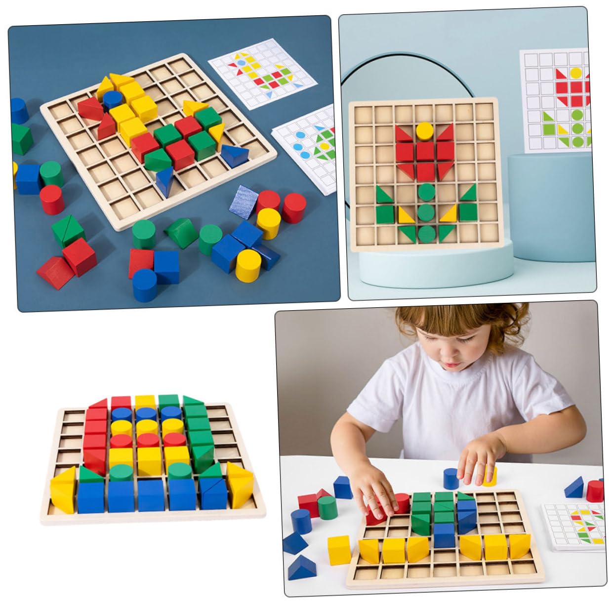 Kisangel Juego de Madera Creativos para Niños, Puzzles Infantiles Educativos Bloques de Construcción, Desarrollo de Coordinación Mano-Ojo y Creatividad, Adecuado para Aprendizaje Temprano