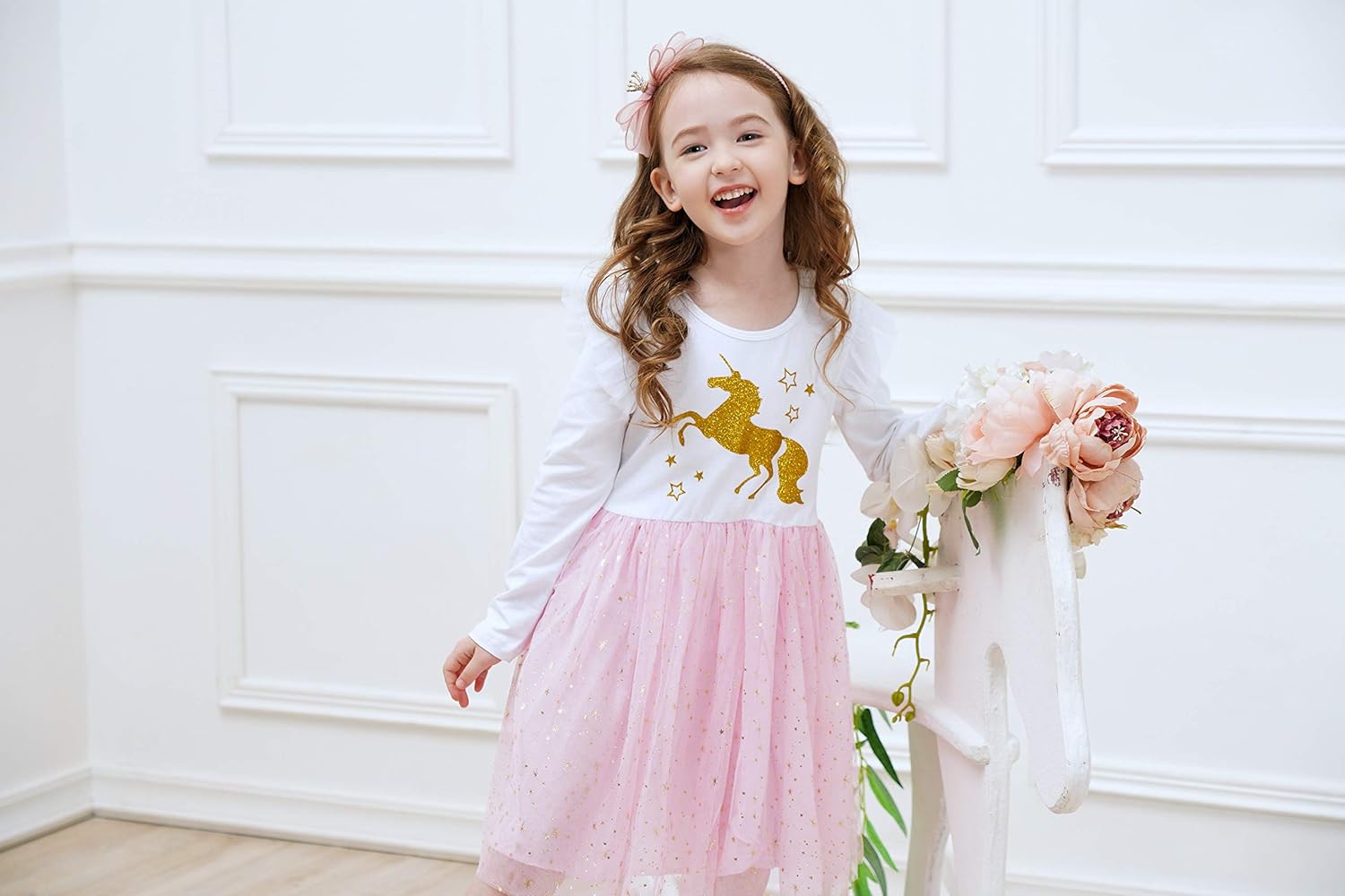 DXTON Girls Tutu Dresses Toddler Winter Long Sleeve Party Tulle Dresses for 2-12T - Image 2