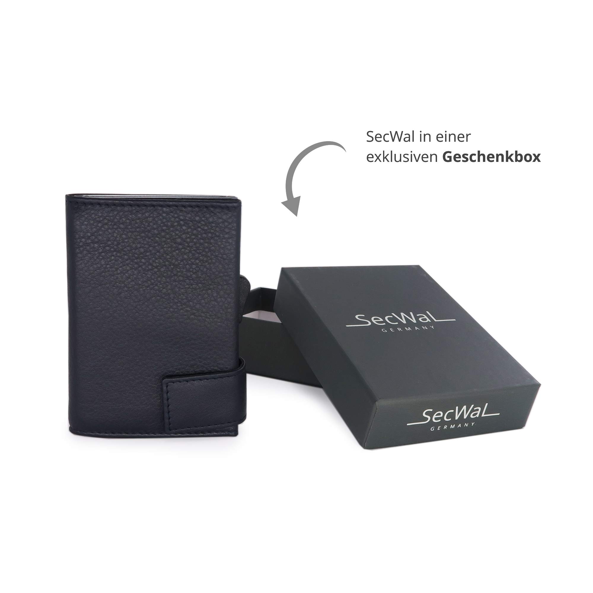 SecWal Astuccio per carte di credito con scomparto portamonete con cerniera (blu