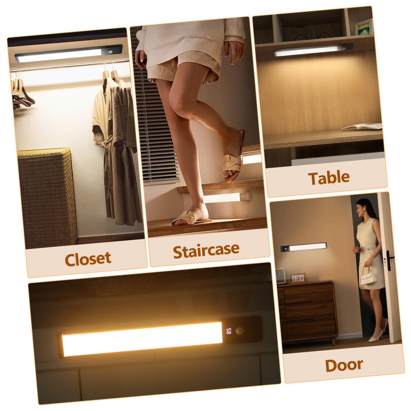 4 Piezas Luces LED con Sensor de Movimiento para Muebles de Cocina de Alta Brillo Fácil Instalación para Estanterías Pasillos y Escaleras