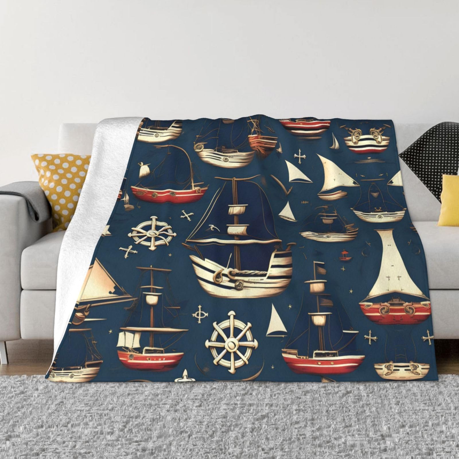 Plaid imprimé voile nautique pour des soirées cocooning au chaud