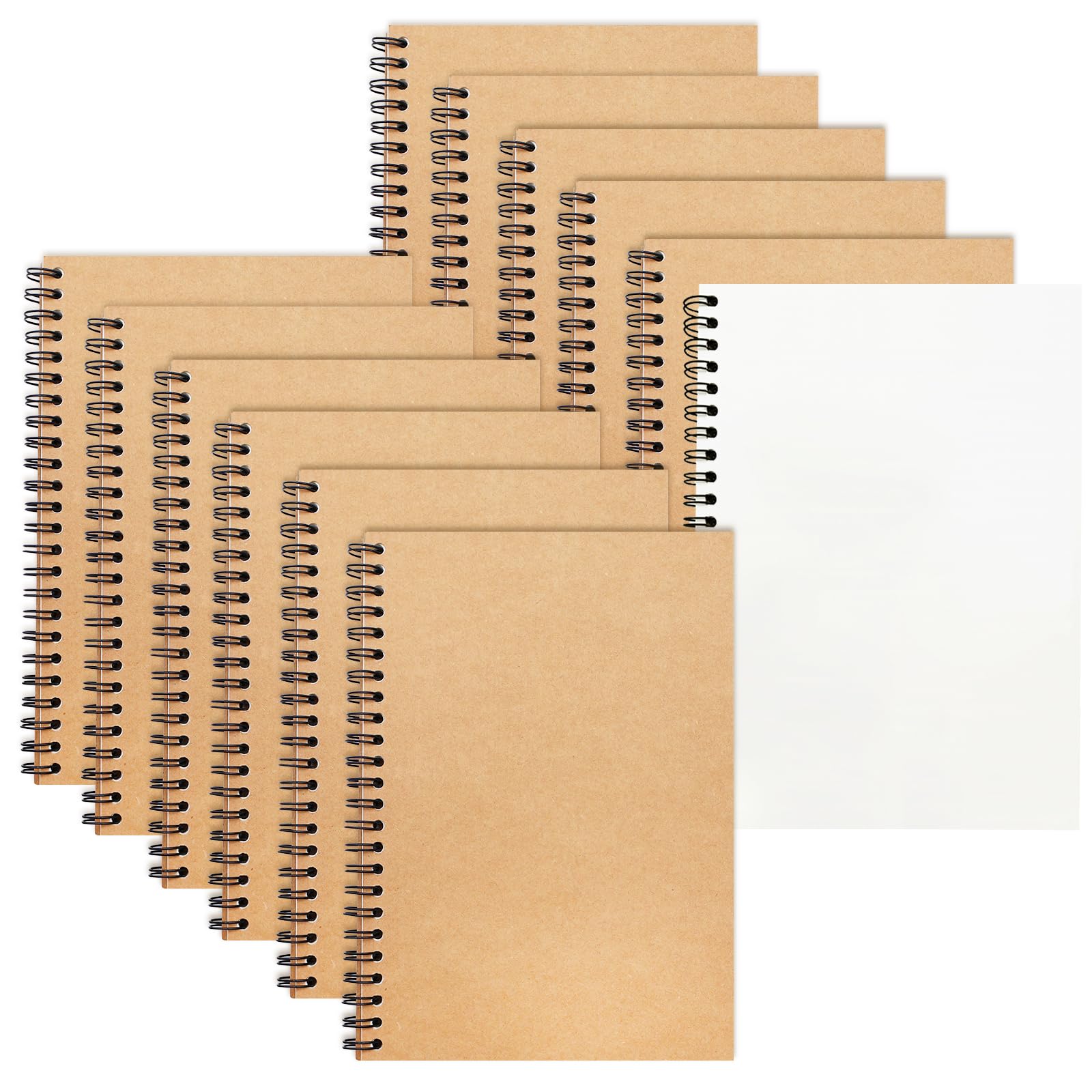 ReePlan 12 Pack A5 Spiral Notebook, 120 Blank Pages (21x14.5cm) Writing Pad, Spiral Bound Coil notepad for Work, University, Note Taking & Sketch (Plain)