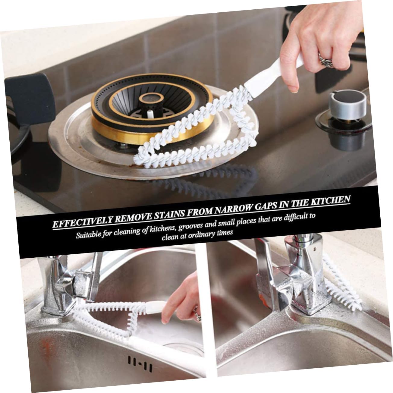 GARVALON Home Cleaning Essential 5pcs Cleaning Brush Set Tile Cleaner Grout Brush Corner Cleaning Tools Door Window Track Brush Sink Clean Brush Space-Saving Design image 5