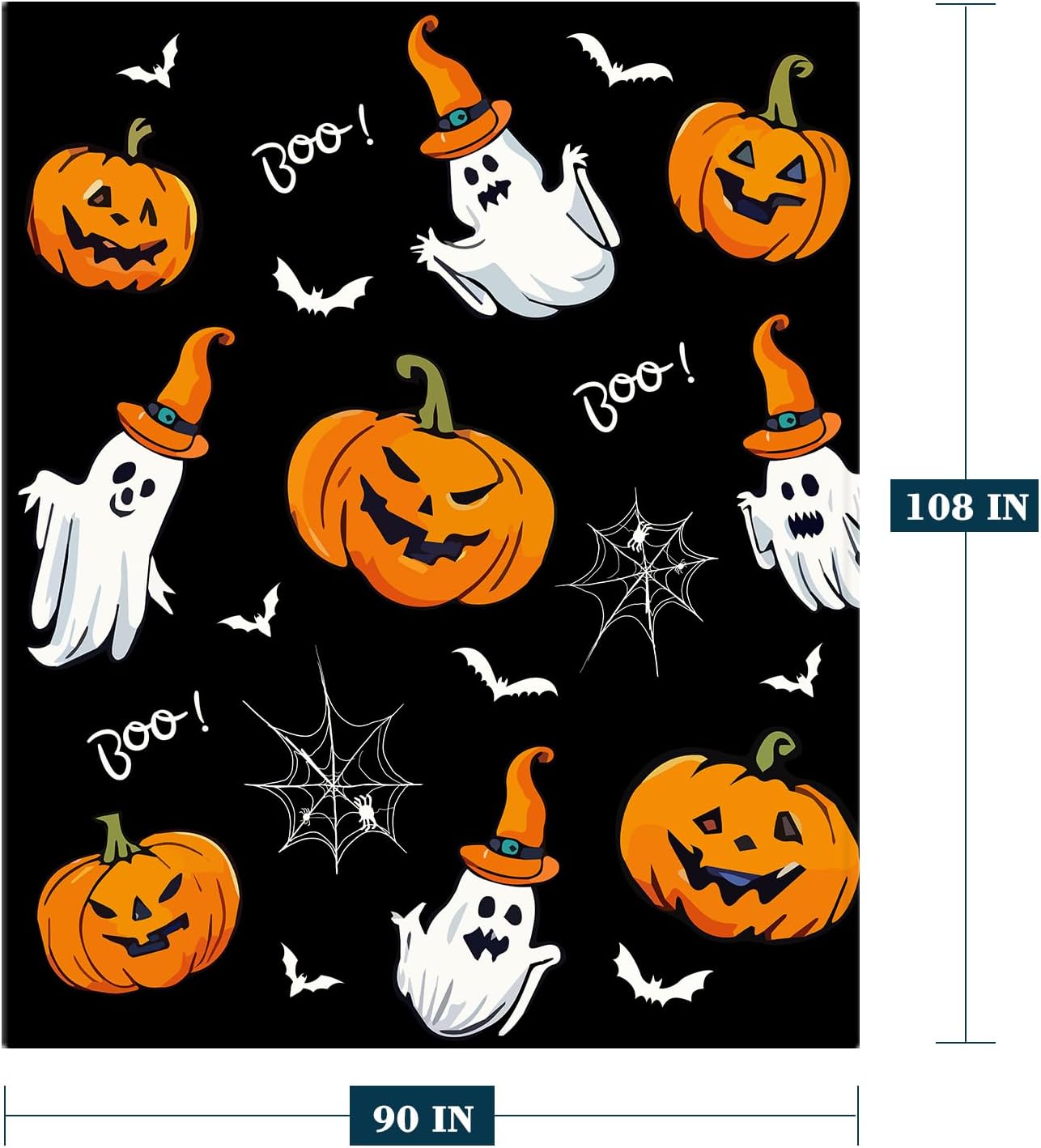 Neatee Living Halloween Throw Blanket King Pumpkin Ghost Blanket for Women Men Black Decorative Lightweight Fuzzy Soft Plush Fleece Blankets and Throws Couch Sofa Bed Outdoor Blanket 90x108