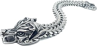 THE MEN THING 12mm Pure Stainless Steel Viking Bracelet, American trending Style - Viking Arm Rings, Norse Bracelet with W...