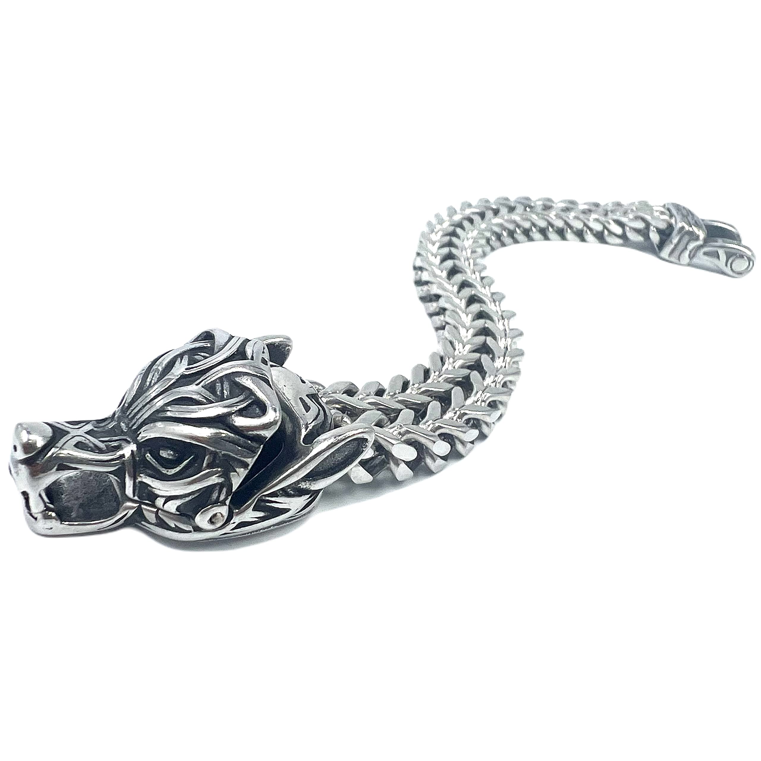 THE MEN THING VIKING WOLF HEAD - 12mm Pure Titanium Steel Bracelet, American trending Style - Norse Bracelet for Men & Boys (8inch) (B0BBS32X8D) Amazon Price History, Amazon Price Tracker