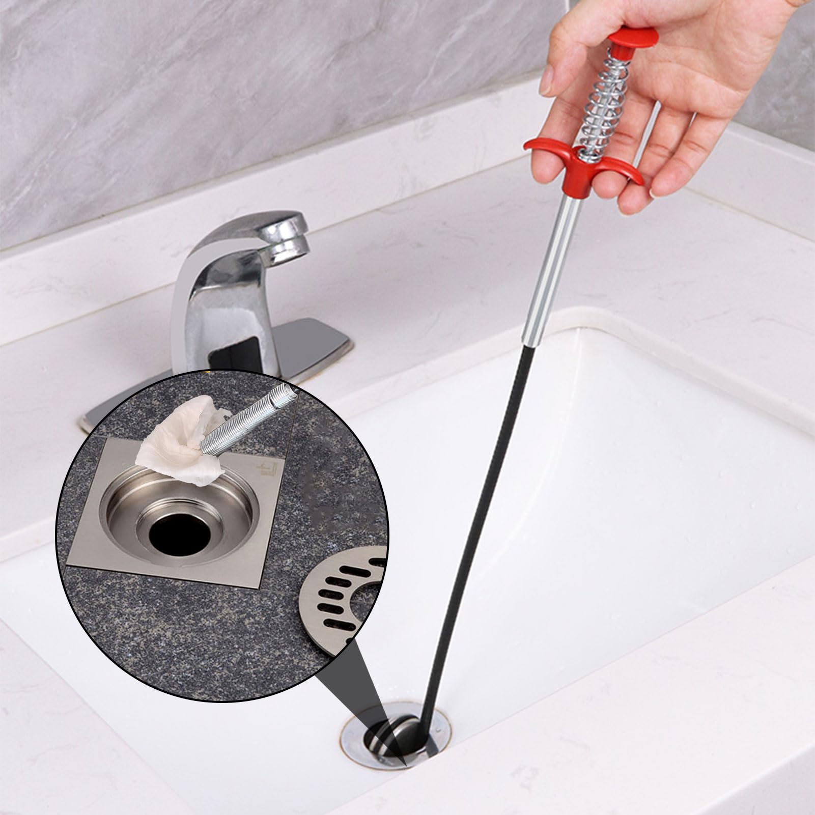 Pinces à Griffes 60cm - Flexible 4 Griffes - Pour Déboucher Éviers, Toilettes