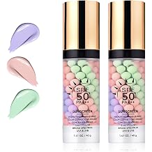 3 In 1 Primer for Face Before Makeup, SPF 50 PA+++, Sunscreen Isolation Cream, One-Step Color Correcting Primer, Blurs Pores Oil Control Concealer & Moisturizing, Skin Tone Correcting #01+01