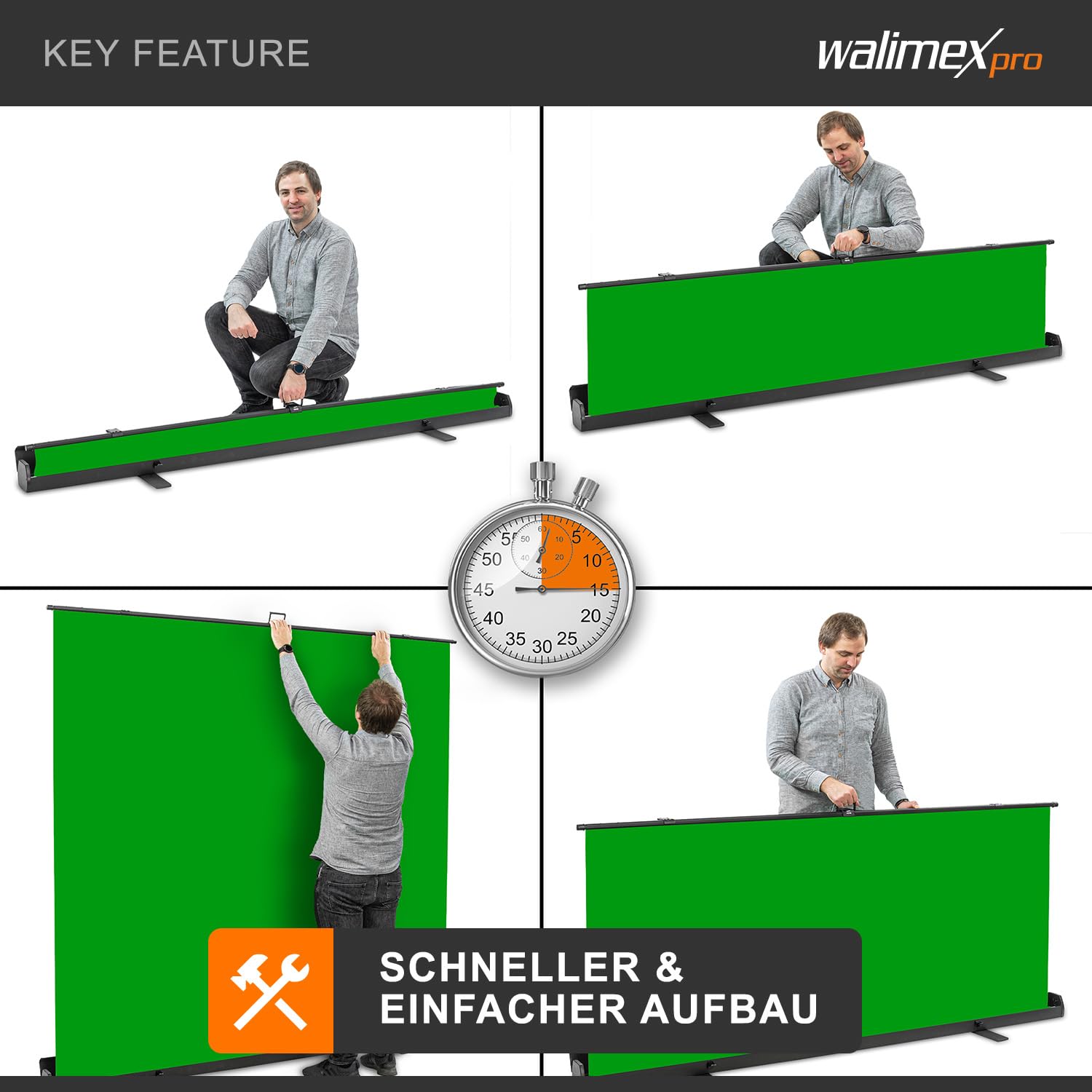 walimex pro Roll-up Panel Background 210 x 220 cm Green