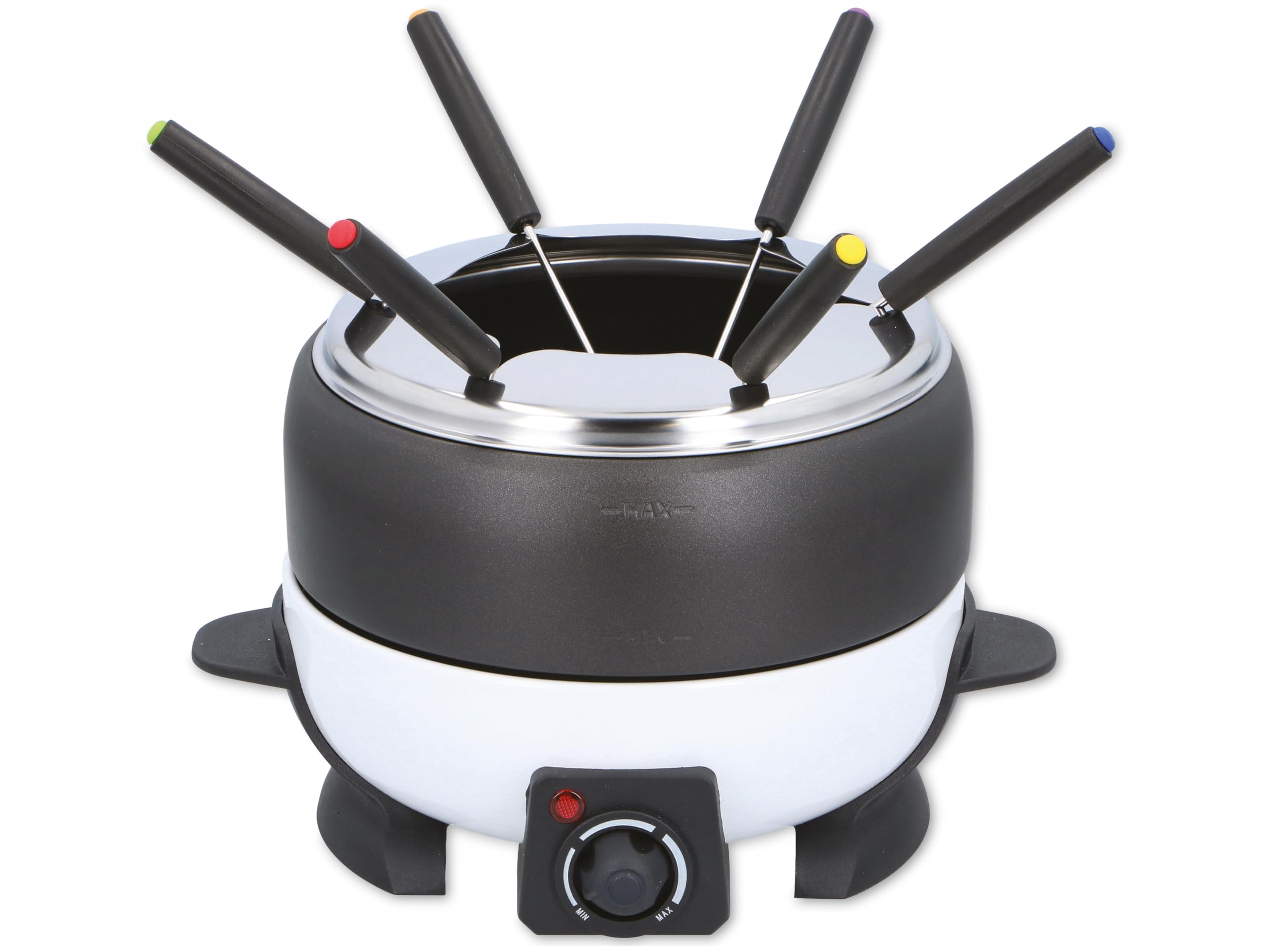 Set per fonduta deluxe, per 6 persone, elettrico, in acciaio inox, fonduta di carne, fonduta di formaggio, fonduta di cioccolato, bianco e nero