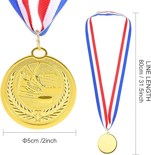 Miniatura 2 de Abaokai 12 medallas de oro con cinta, medallas de hockey estilo olímpico para niños, regalos de hockey sobre hielo