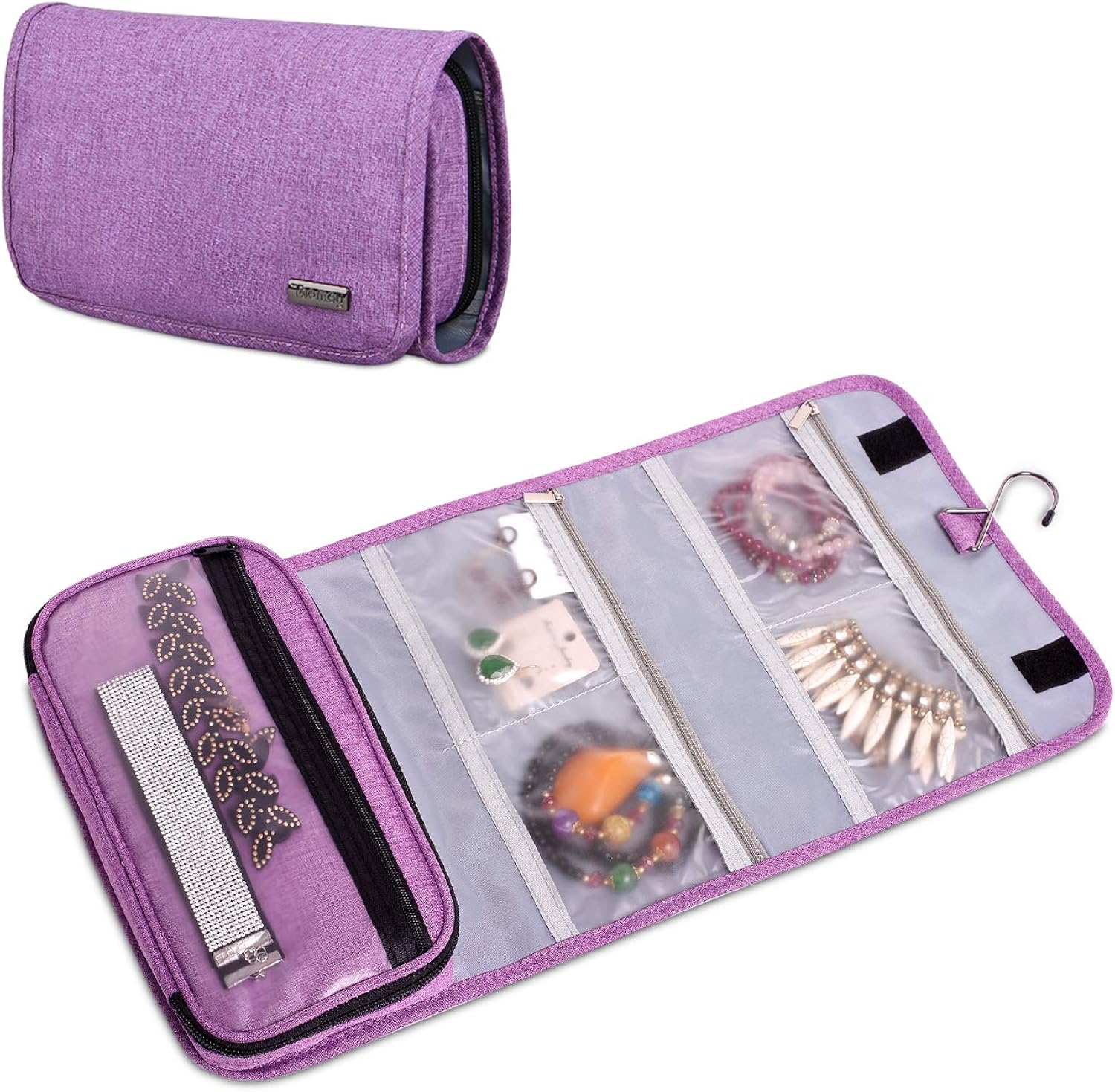 Teamoy Travel Jewelry Hanging Roll Bag Necklace Storage Holder for Business Trip