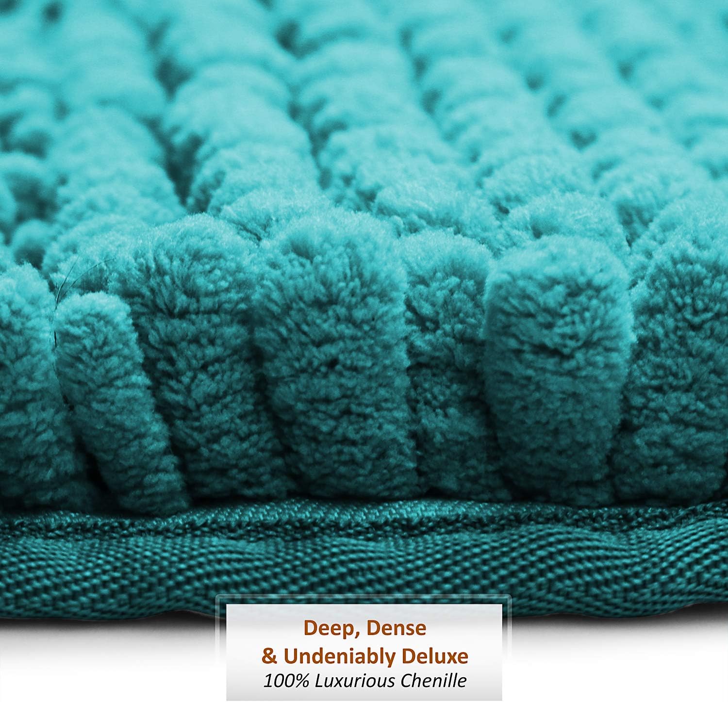 Clara Clark Chenille Bathroom Rugs, Ultra Soft Plush Shaggy Bath Mats for Bathroom, Machine Washable Non Slip Backing Rubber Bath Rugs, 44 x 26, Teal