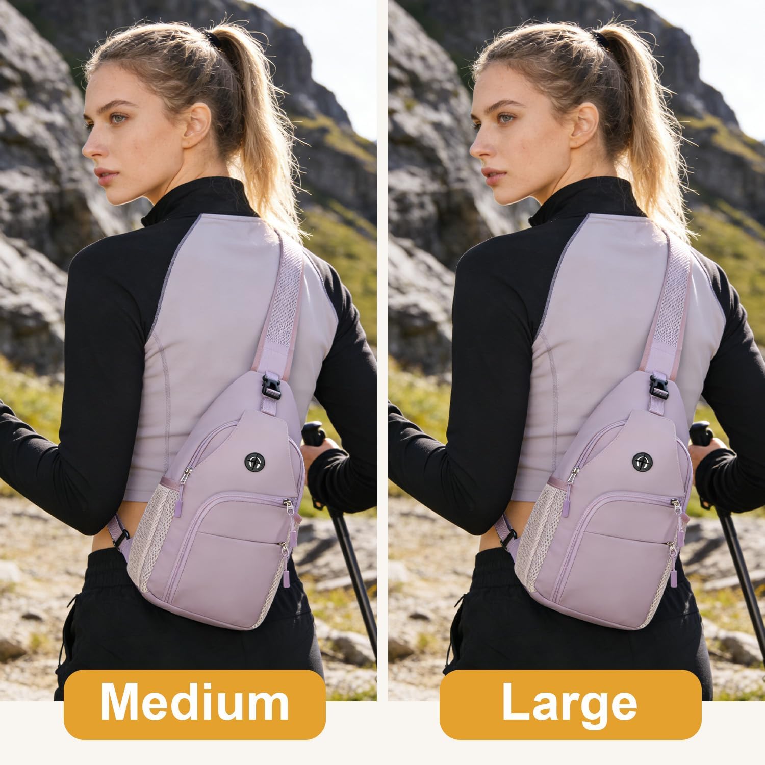 Pritent Crossbody Bags for Women Man, Waterproof Sling Bag Backpack Trendy Casual Cross Body Bags with Convertible Shoulder Strap Chest Bag for Camping Hiking Travel Essentials (Purple, Large)