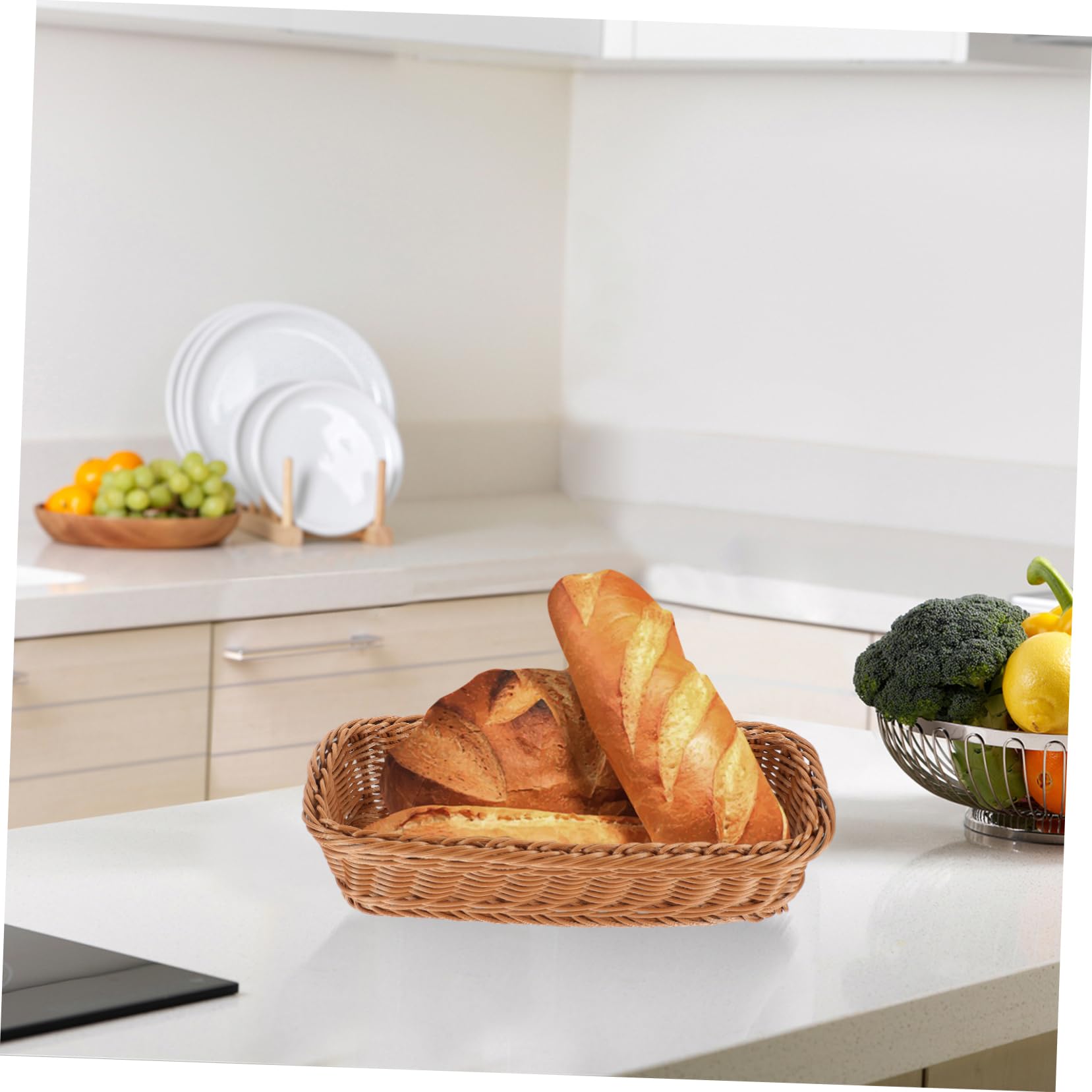 Cabilock 5 Uds Organizador De Cubiertos Cesta Cestas De Almacenamiento Soporte Para Alimentos Cesta De Cocina Cesta De Mimbre De Imitación Tejida Cesta De Aperitivos De Ratán De Imitación