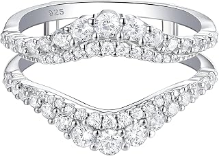 Moissanite Ring Enhancer Curved Wedding Bands for Women 925 Sterling Silver Anniversary Engagement Rings Round Bridal Size 5-10