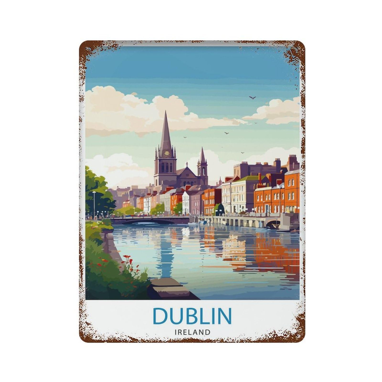 Dublin Ireland Cityscape Lively Temple Bar Scene Historic Georgian Doors Irish Pub Cultur_3 Wall Decor Art Metal Tin Poster Modern Home Decor Art Home Bar Shop Decorations Vintage Sign 40x30cm